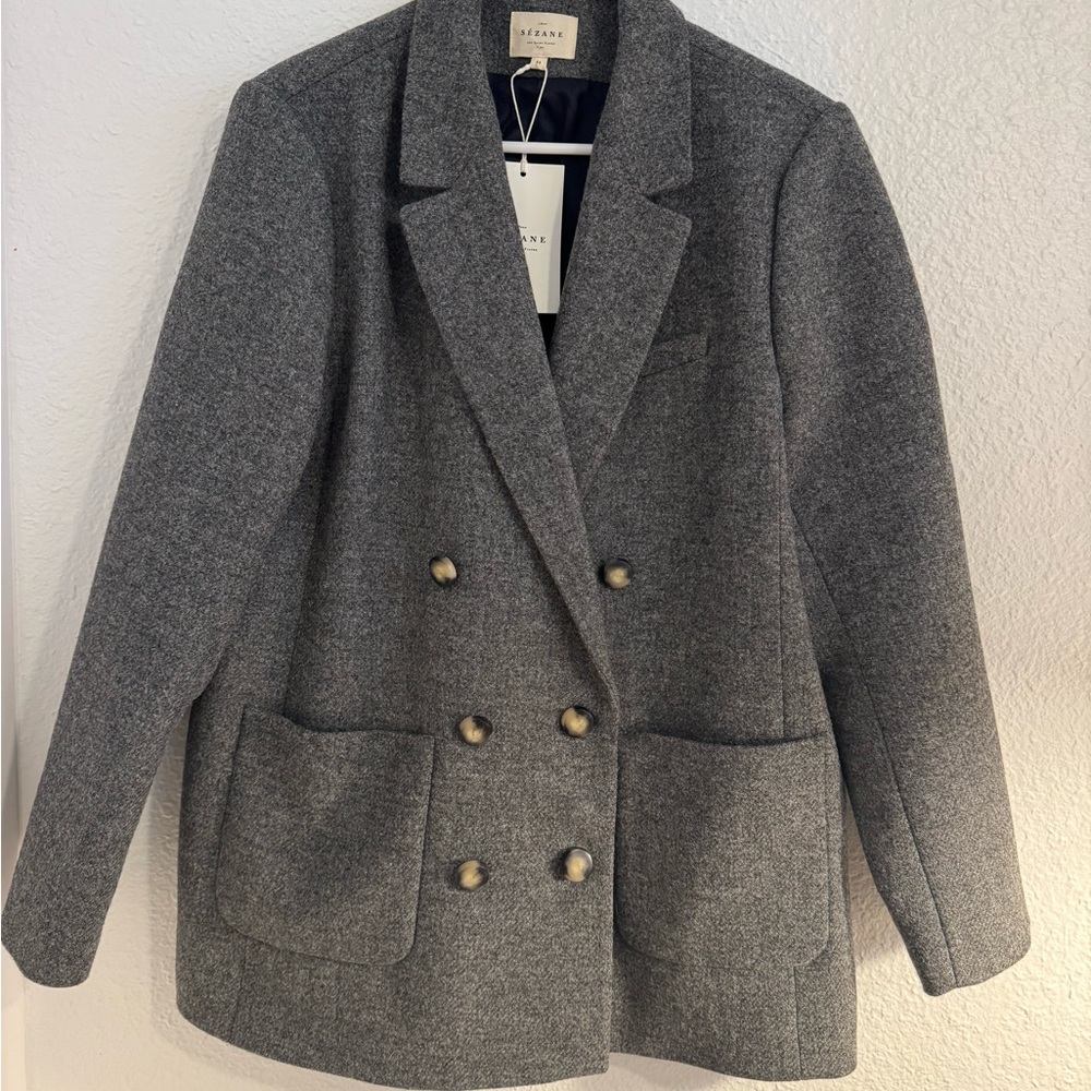 Sezane Double-Breasted Blazer